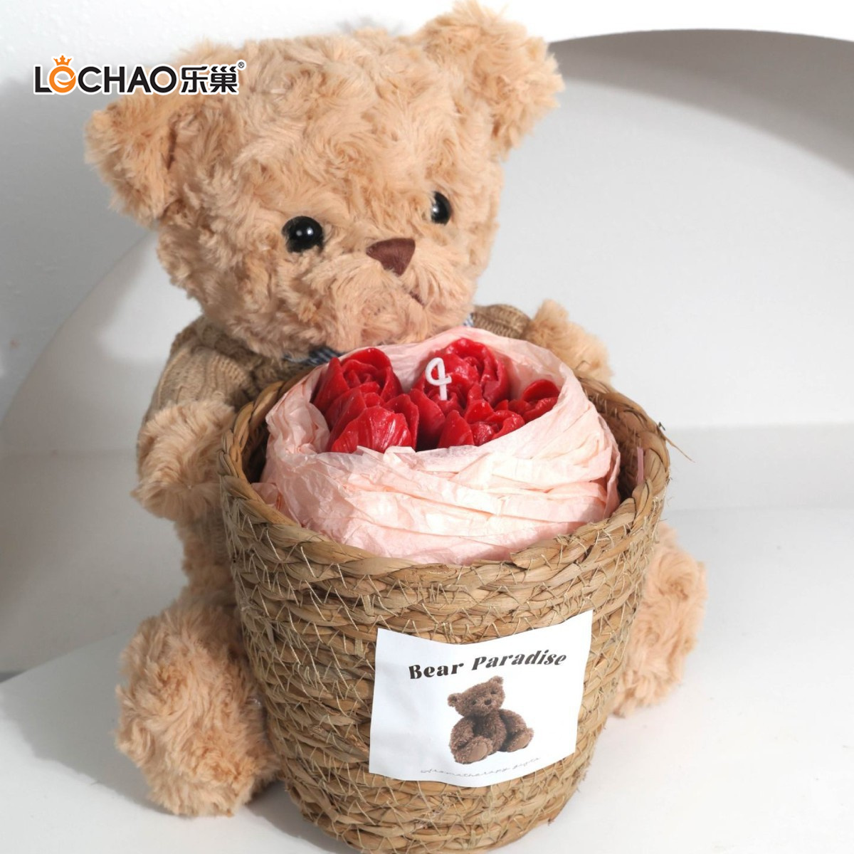 Cute Hug Bucket Bear Rose Bouquet