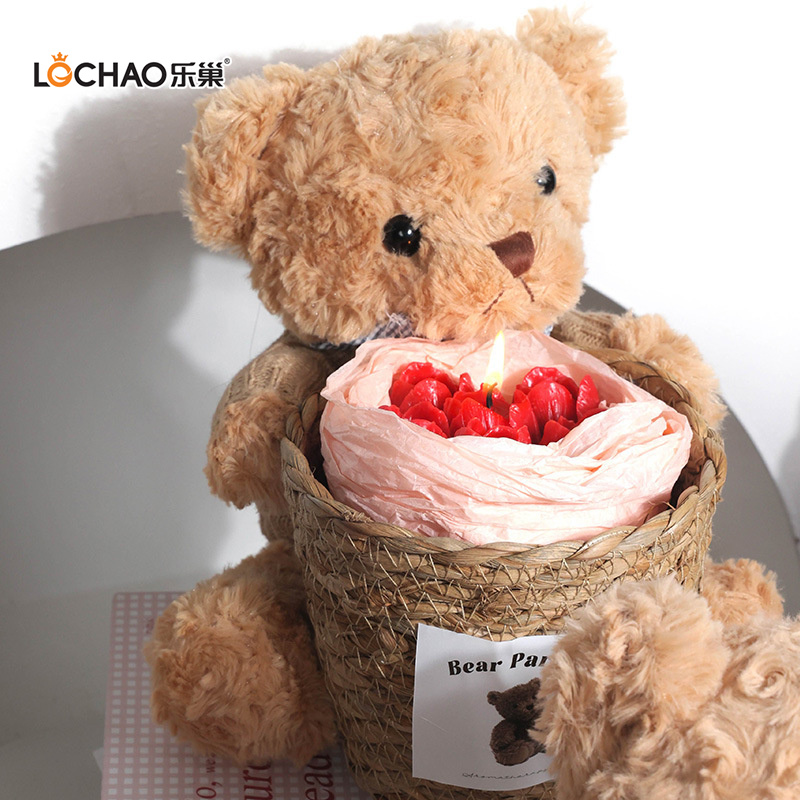 Cute Hug Bucket Bear Rose Bouquet