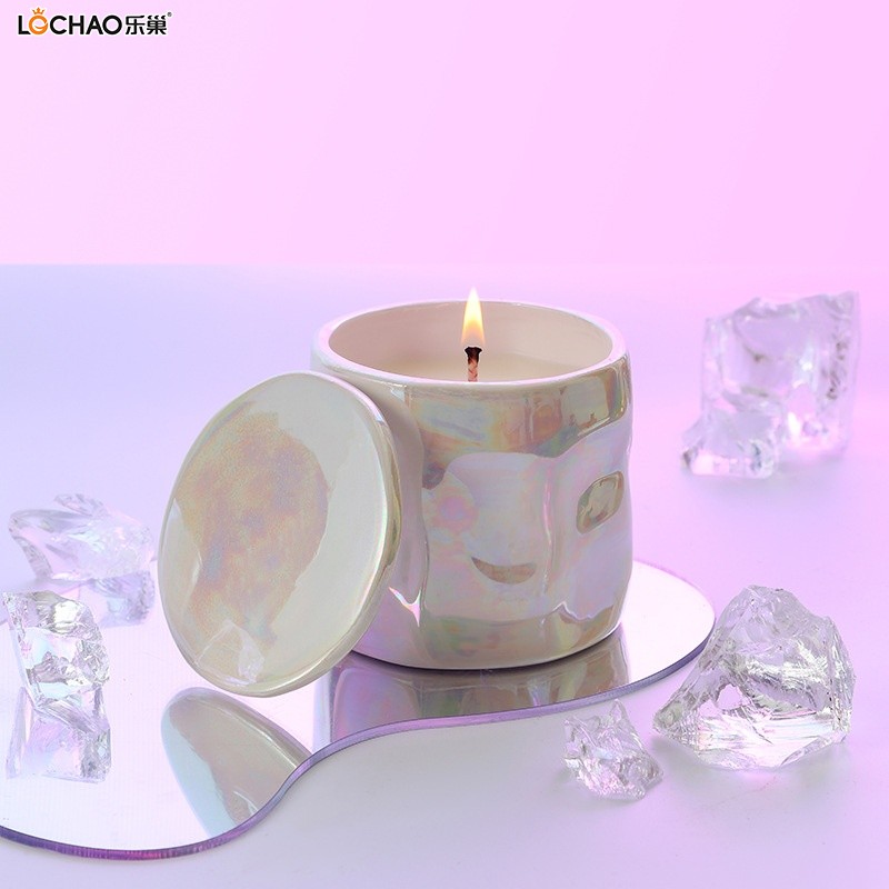 Pearl Glaze Black and White Ceramic Cup Aromatherapy Candle