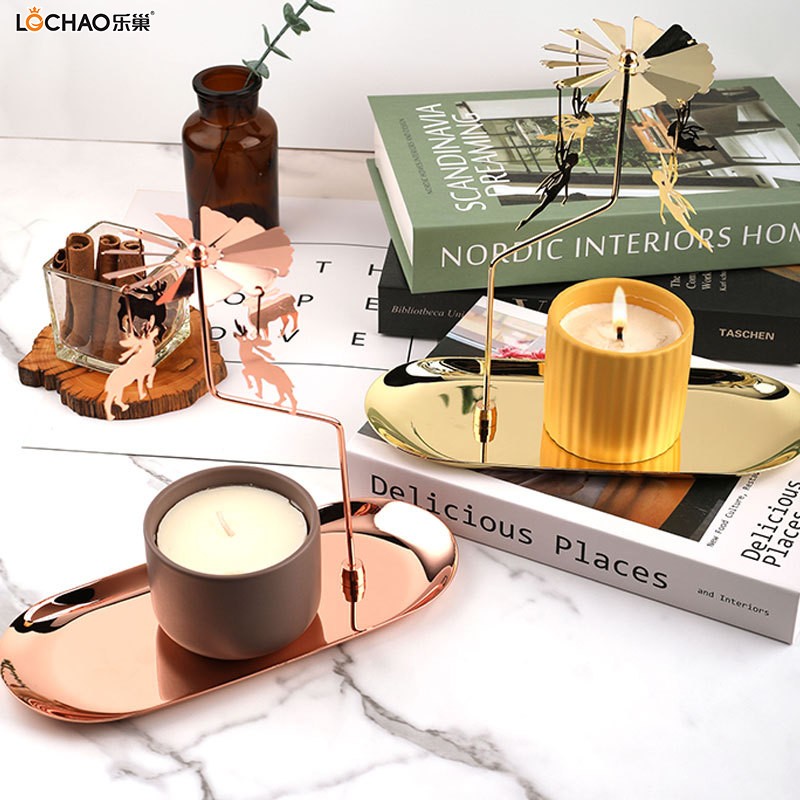 Aromatherapy Candle Tray Magnetic Bracket Heat Energy Rotating Candle Holder Revolving Lantern