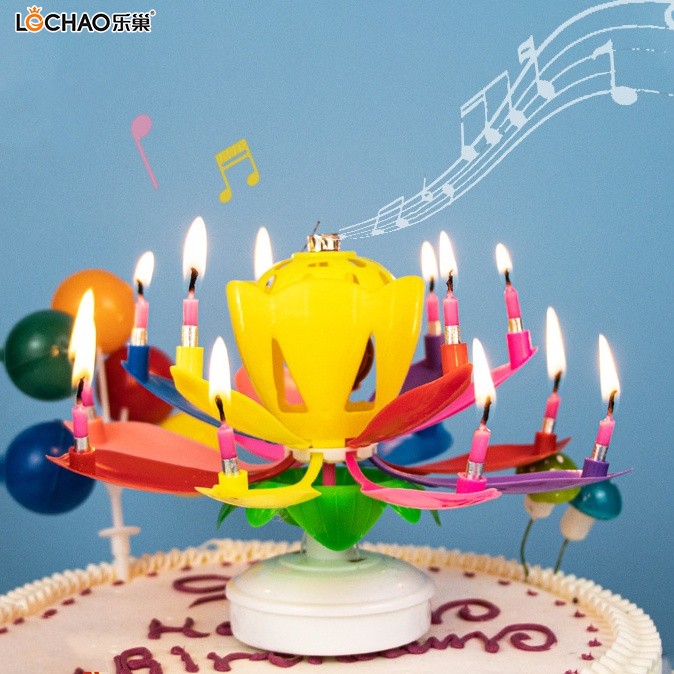 Automatic Blooming Rotating Music Candle