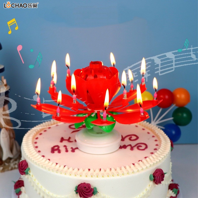 Automatic Blooming Rotating Music Candle