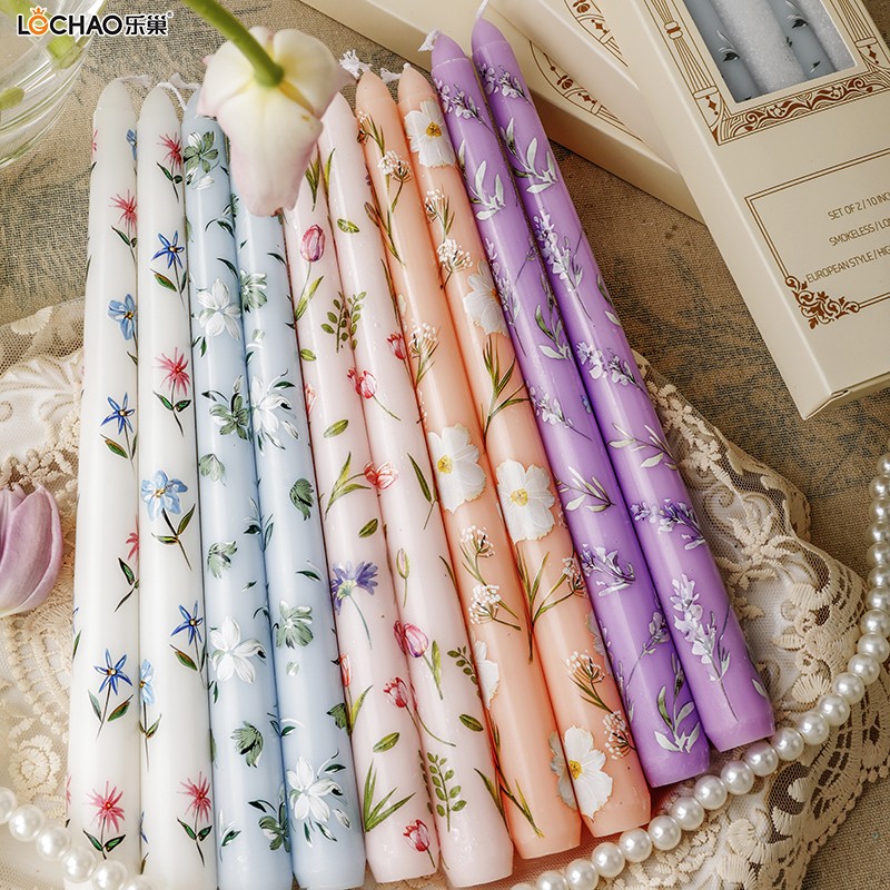 25cm long candle with printed candlestick