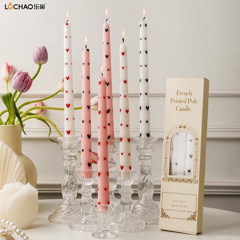 25cm heart-shaped printed long candle