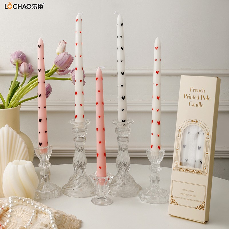 25cm heart-shaped printed long candle