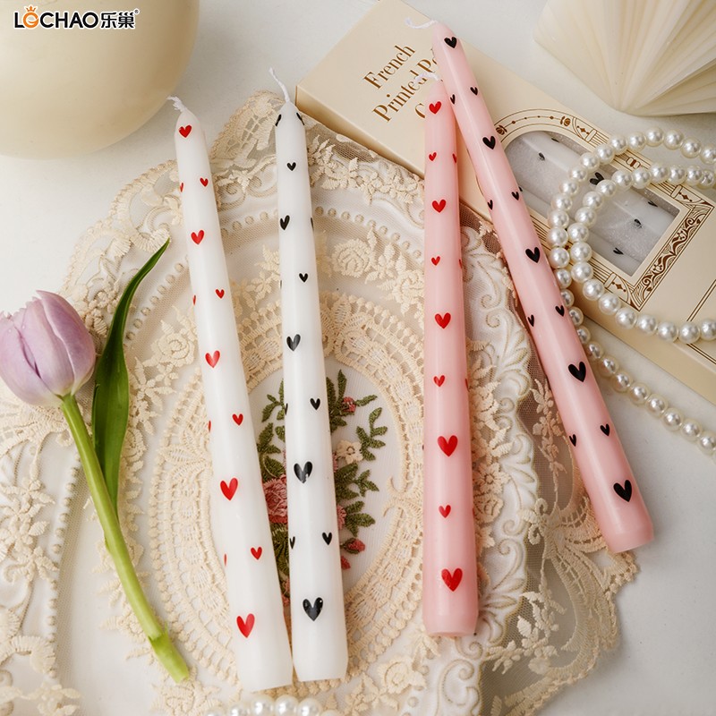 25cm heart-shaped printed long candle