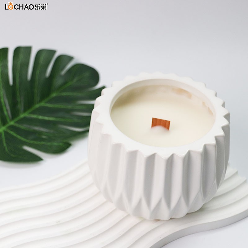 White porcelain jar scented candle