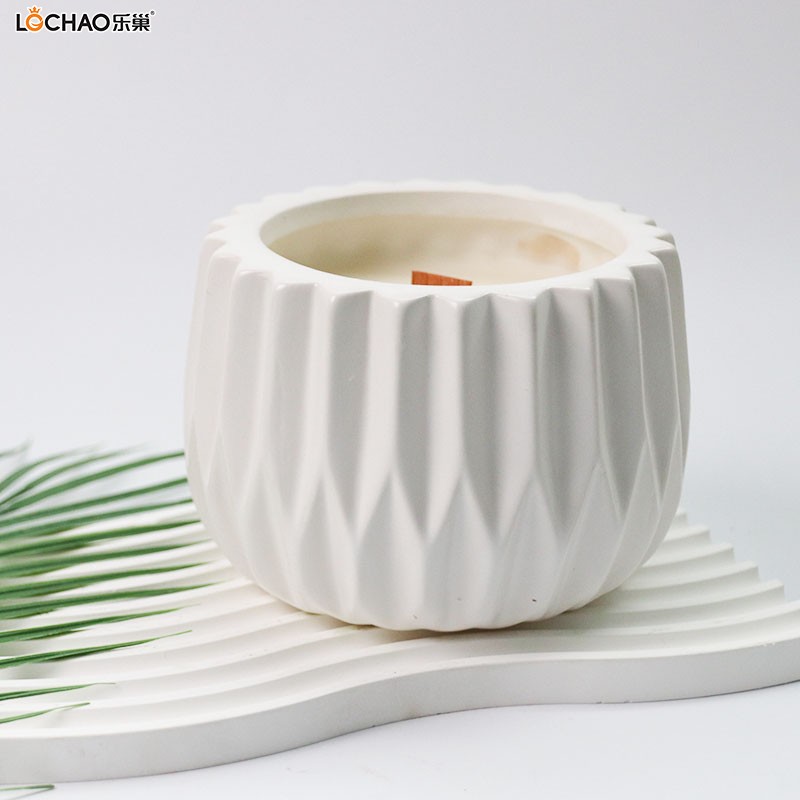 White porcelain jar scented candle