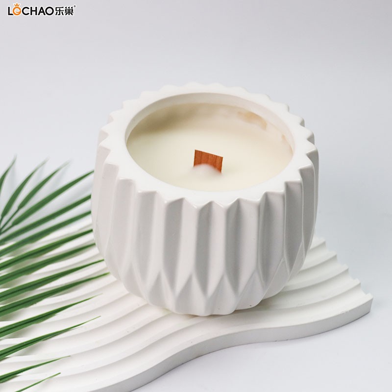 White porcelain jar scented candle