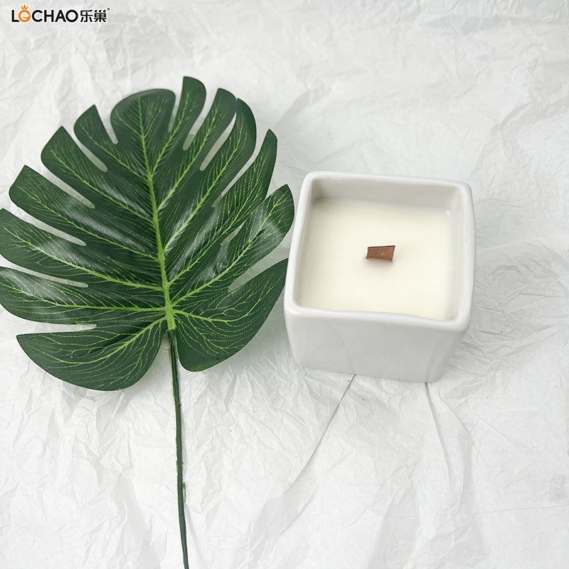 Square Porcelain Cup Scented Candle, Square Candle, Simulated Vase Scented Candle, Gift for Guests, 