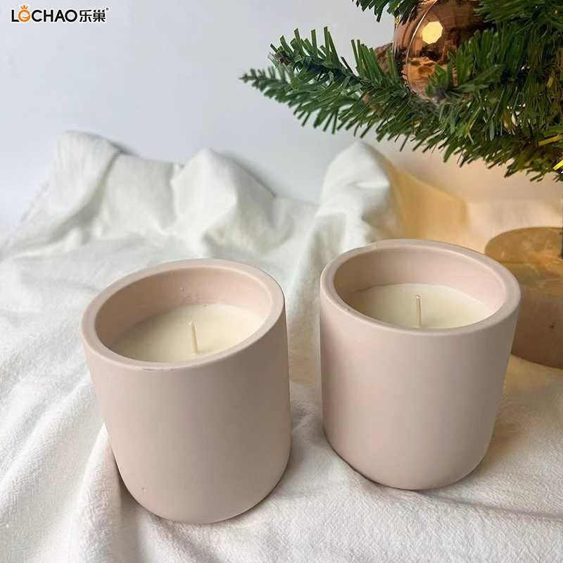 Pink Frosted Ceramic Cup Scented Candle