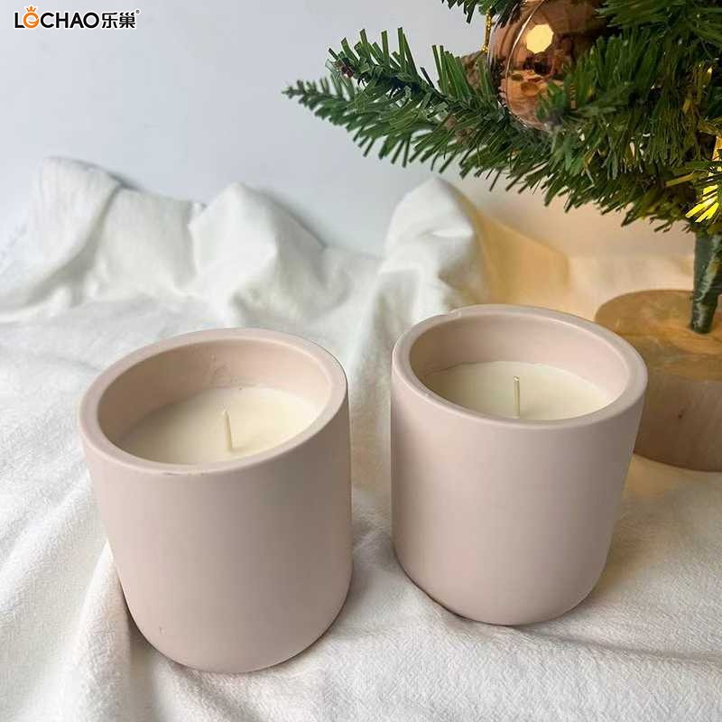 Pink Frosted Ceramic Cup Scented Candle