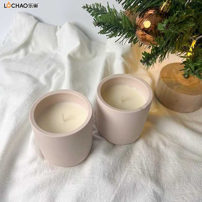 Pink Frosted Ceramic Cup Scented Candle