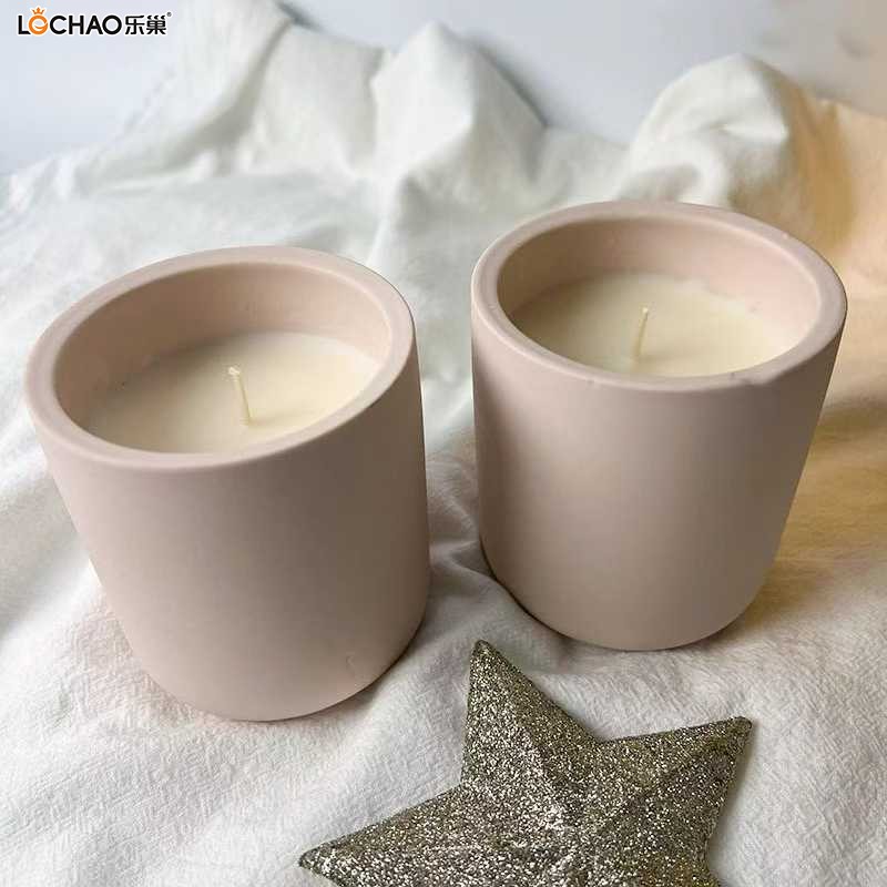 Pink Frosted Ceramic Cup Scented Candle