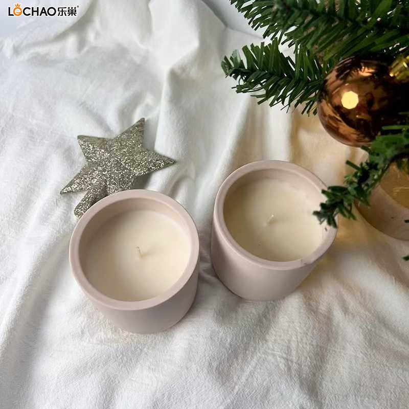 Pink Frosted Ceramic Cup Scented Candle