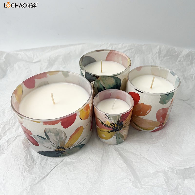 Colorful Petal Ink Painting Cup Scented Candle
