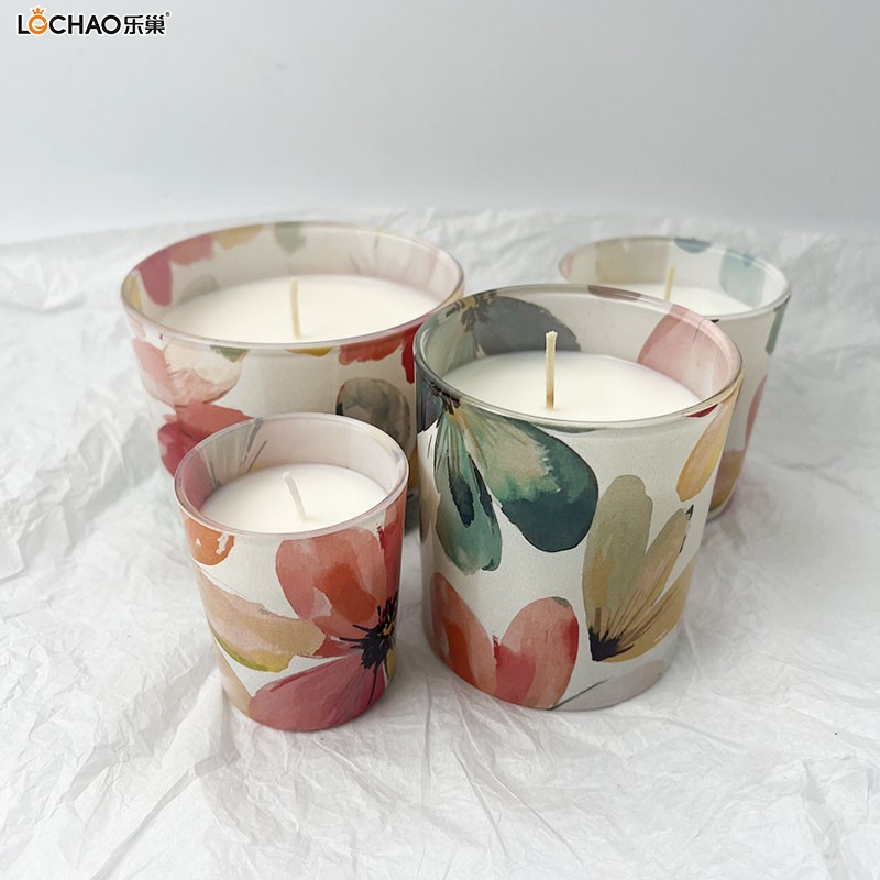 Colorful Petal Ink Painting Cup Scented Candle