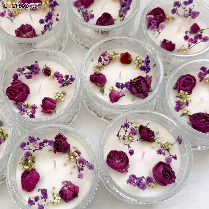 Mongolian Yurt Glass Dried Flower Scented Candle